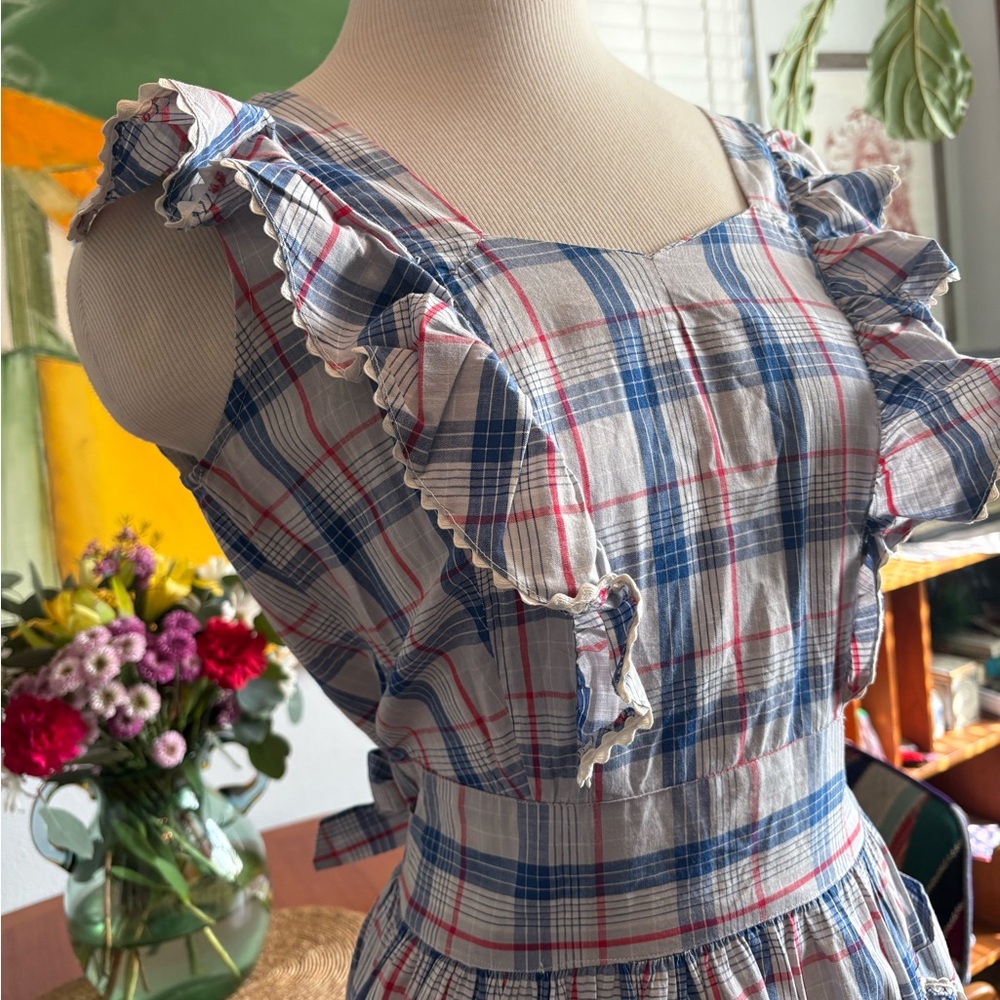 Vintage 50’s Plaid Ruffle Apron Dress - Picture 6 of 12